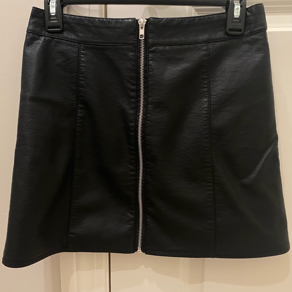 Faux Black Leather Skirt